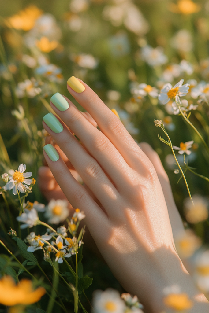 Green and Yellow Summer Nails 2025