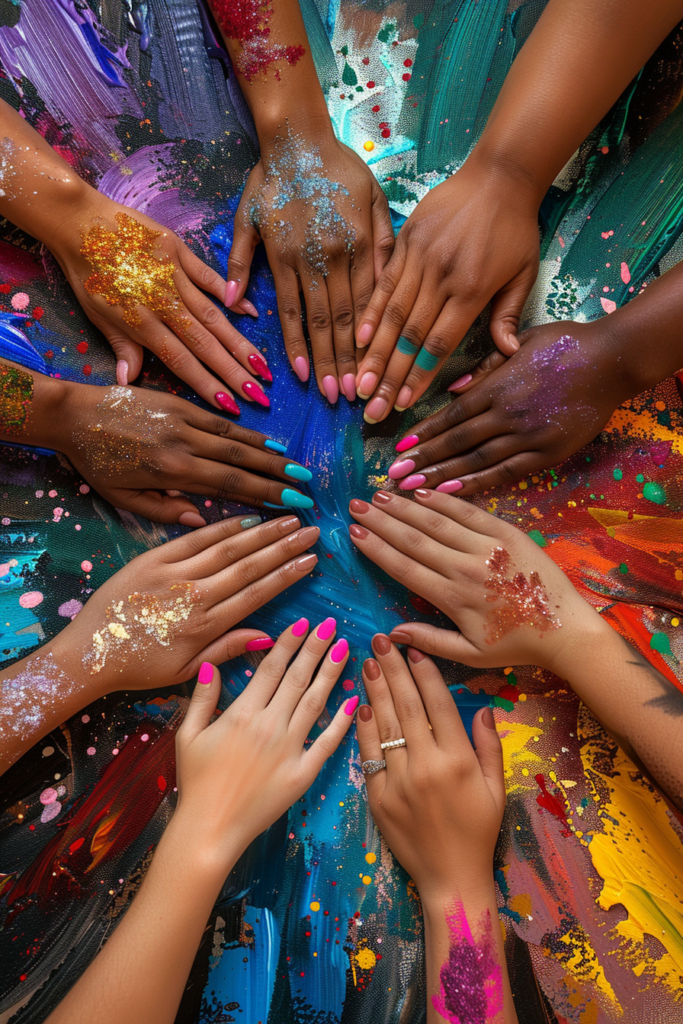 Express Yourself with Summer Nails 2025 Hands with various artistic nail designs representing personal summer style.